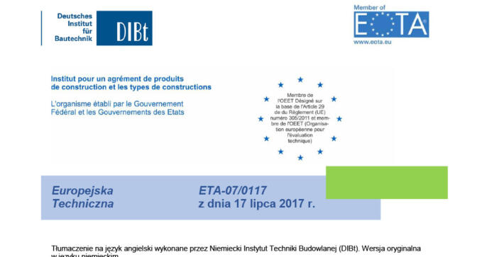 izodom unijny certyfikat ETA